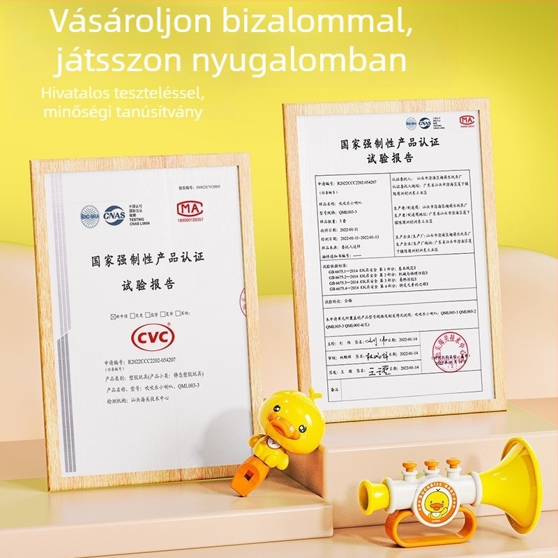 Sárga kacsa mini trombita gyerekjáték – ABS anyag, Zhen Chao márka, 0–3 éveseknek, eredet: Kína