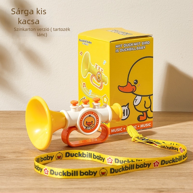 Sárga kacsa mini trombita gyerekjáték – ABS anyag, Zhen Chao márka, 0–3 éveseknek, eredet: Kína