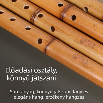Bambusz fuvola, rövid, ókori stílus, 8 lyukú, fuvola kezdőknek, F-kulcs (8 lyukú; rövid; ókori stílus; kezdőknek; F-kulcs)
