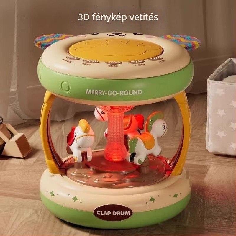Baba kézi dob játék – Multifunkcionális oktatási történetmesélő eszköz, interaktív tanulás, poliedrikus kialakítás, 0–3 éveseknek