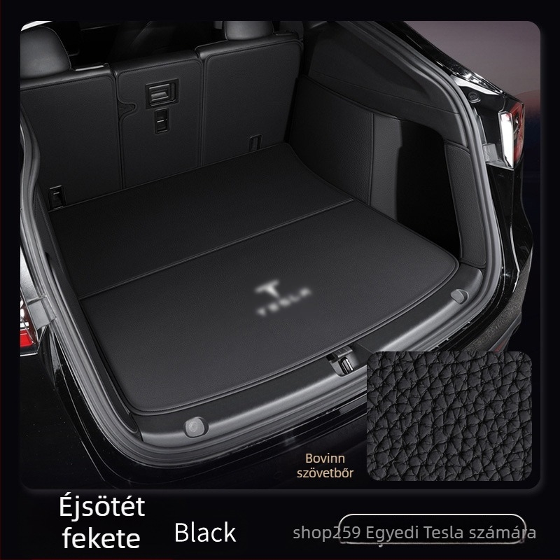 Bőr csomagtartó szőnyeg a Tesla Model Y-hoz, teljes lefedettség, verzió 3, testre szabható illeszkedés