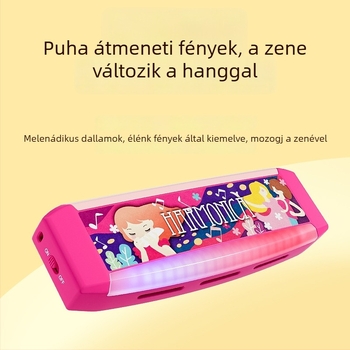 Gyerekeknek szóló harmonika játék – műanyag test, 4–6 éveseknek; fejleszti az érzelmi és látási, szellemi fejlődést és kéz-koordinációt, csomagolás színes dobozban