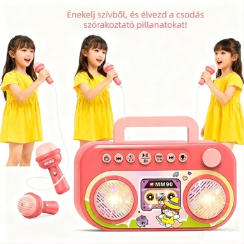 Oktató Bluetooth karaoke mikrofon gyerekeknek, uniszex, 4-6 éves, műanyag test, családi interaktív játék