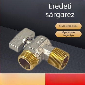 Réz szögletes vízcsap, forgó menettel, bojlerhez, egyirányú áramlás, kézi működtetés