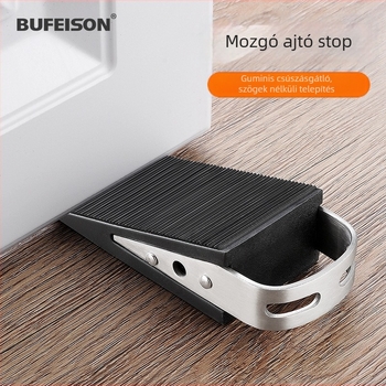 Ajtódugó, padlóra szerelve — gumi és 304 rozsdamentes acél, Brushed felület, modell BF-A933-SS, szélálló