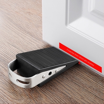 Ajtódugó, padlóra szerelve — gumi és 304 rozsdamentes acél, Brushed felület, modell BF-A933-SS, szélálló