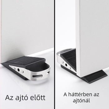 Ajtódugó, padlóra szerelve — gumi és 304 rozsdamentes acél, Brushed felület, modell BF-A933-SS, szélálló