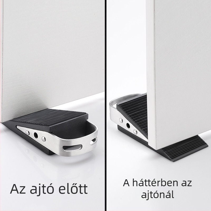 Ajtódugó, padlóra szerelve — gumi és 304 rozsdamentes acél, Brushed felület, modell BF-A933-SS, szélálló