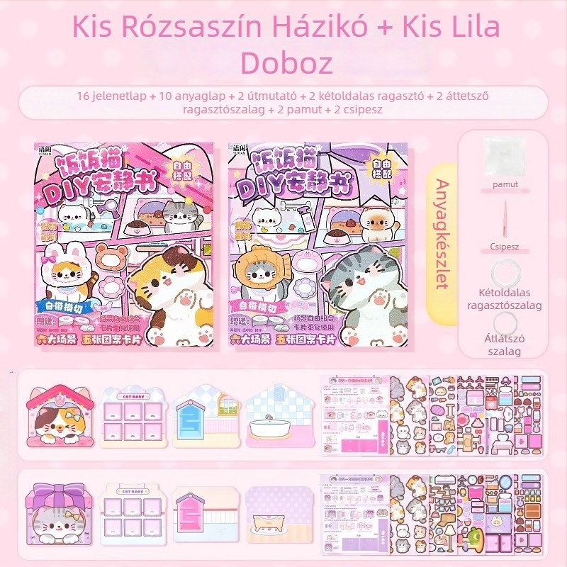 Tick pig 3D macska puzzle DIY – kézzel készített csendes könyv gyerekeknek 7–14 évesek, anyag: pet