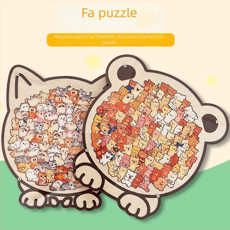 Fa formájú macskapuzzle kerettel – szabálytalan, kihívást jelentő 3D puzzle macskakedvelőknek