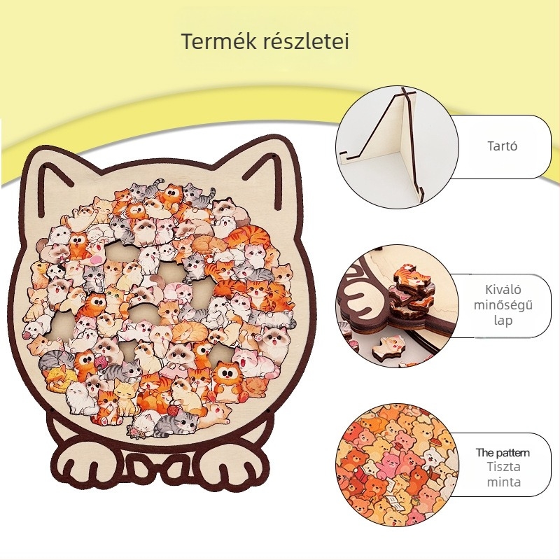 Fa formájú macskapuzzle kerettel – szabálytalan, kihívást jelentő 3D puzzle macskakedvelőknek