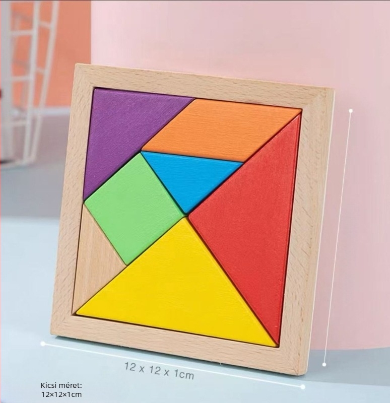 Fa Tangram – 3D kirakó, oktatási játék, DIY-barát, 7–14 éveseknek