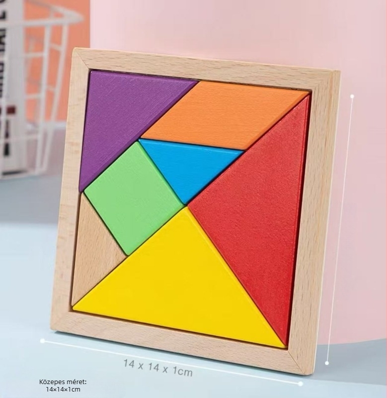 Fa Tangram – 3D kirakó, oktatási játék, DIY-barát, 7–14 éveseknek