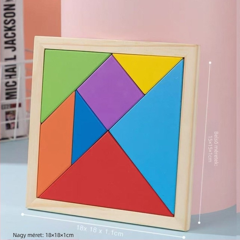 Fa Tangram – 3D kirakó, oktatási játék, DIY-barát, 7–14 éveseknek