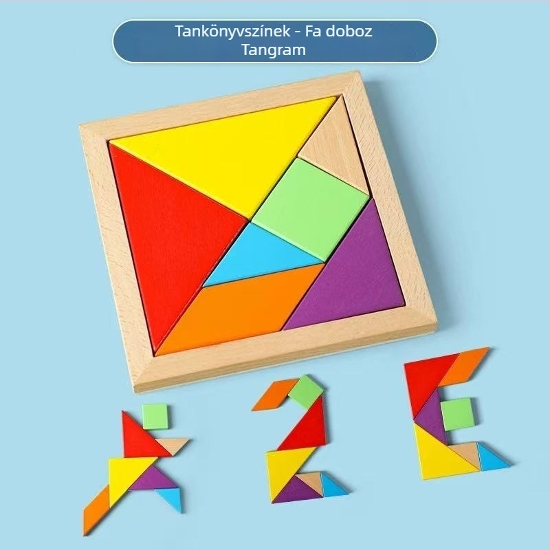 Fa Tangram – 3D kirakó, oktatási játék, DIY-barát, 7–14 éveseknek
