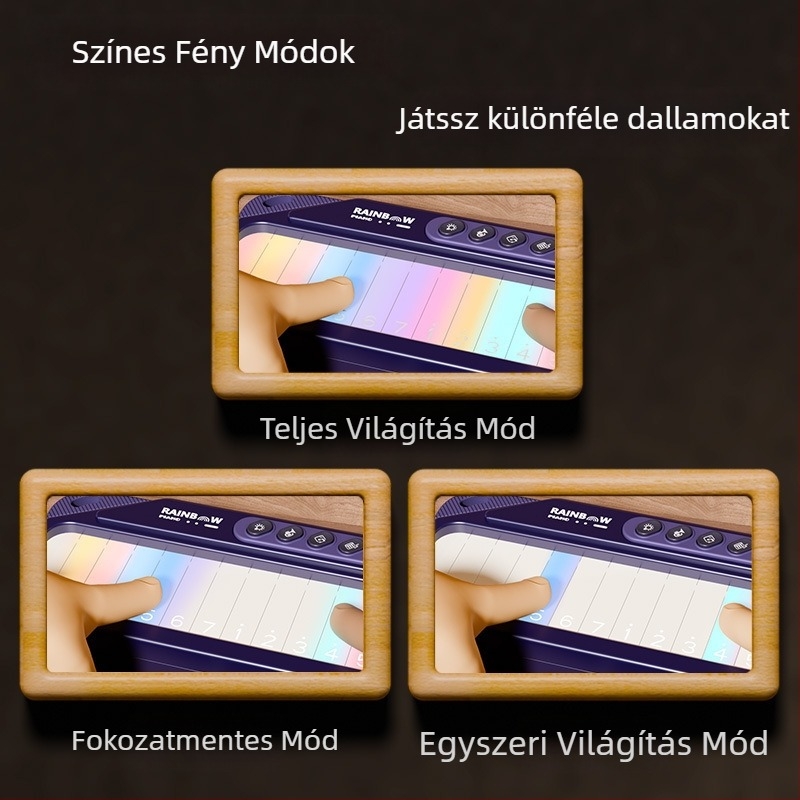 Gyerekeknek szánt elektronikus billentyűzet szivárványos fényekkel és érintőképernyővel, zenei doboz, oktatási zongorajáték 4-6 éveseknek
