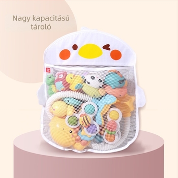 Baba fürdőjáték tárolózsákkal, rajzfilmszerű kacsa, textil anyag, vízi játékok 0–3 éveseknek