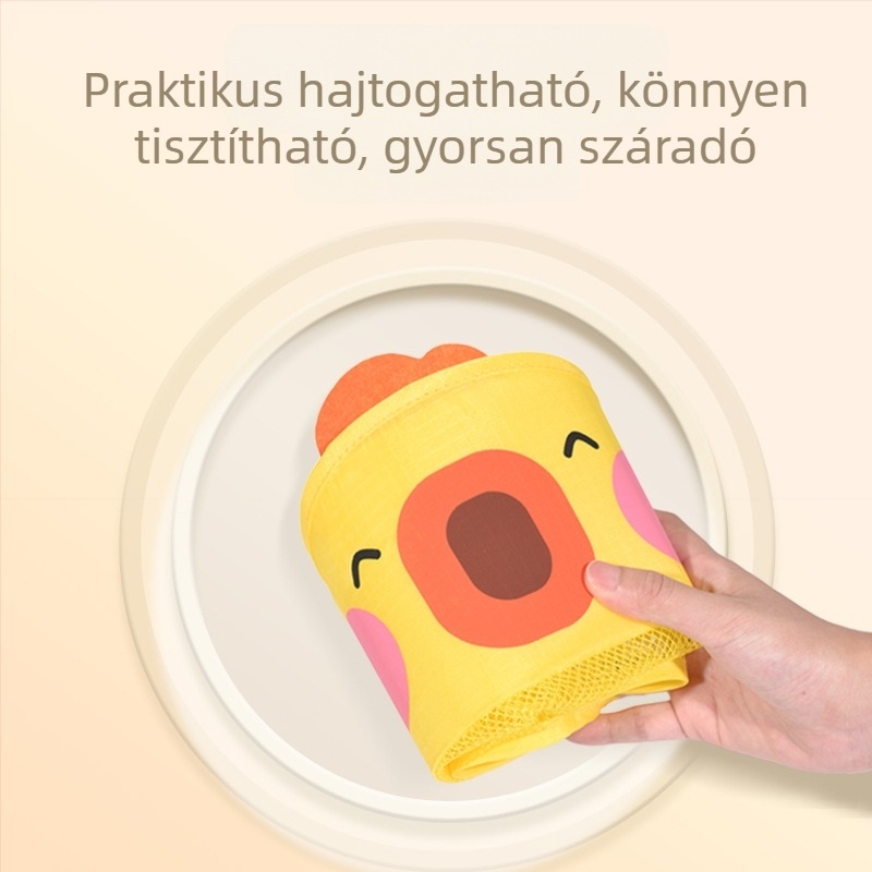 Baba fürdőjáték tárolózsákkal, rajzfilmszerű kacsa, textil anyag, vízi játékok 0–3 éveseknek