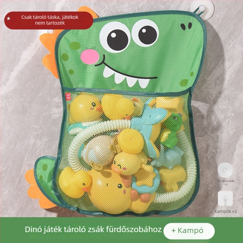 Baba fürdőjáték tárolózsákkal, rajzfilmszerű kacsa, textil anyag, vízi játékok 0–3 éveseknek