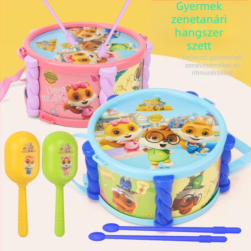 Gyerekeknek készült ütőhangszer készlet – műanyag, 4–6 éves korosztály számára, 3C tanúsítva (kód: 2017152203017557)