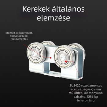 Rozsdamentes acélból készült U‑alakú görgő csúszó ajtókhoz és függönyvasúthoz, alumíniumötvözet ablakfelfüggesztő sín, kopásálló