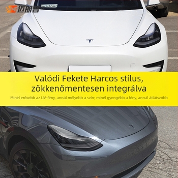 Tesla TPU fényszóró- és hátsó lámpa fólia fény-szabályozással, sötétítés és színváltó hatással, Model 3, X, S, Y kompatibilis