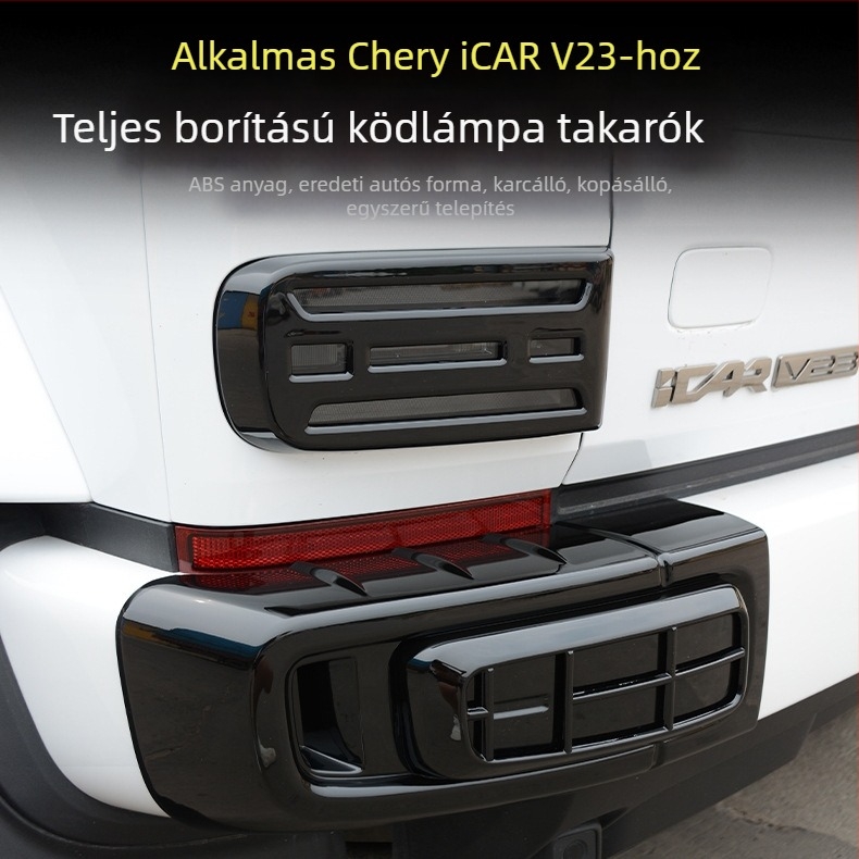 Chery iCAR V23 első és hátsó ködfényvédő sapkák és dekoratív keretek hátsó lámpákhoz, ABS műanyag, fekete külső kiegészítők