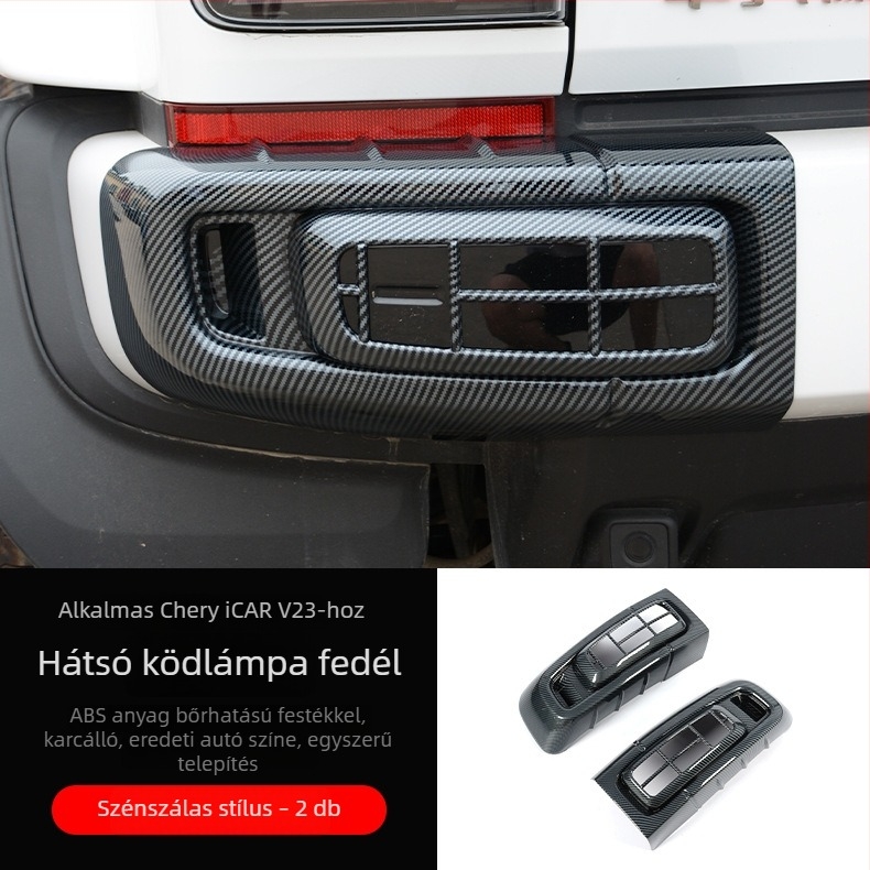Chery iCAR V23 első és hátsó ködfényvédő sapkák és dekoratív keretek hátsó lámpákhoz, ABS műanyag, fekete külső kiegészítők