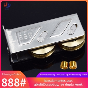 Tolóajtó görgő rozsdamentes acélkerettel és réz csapágygörgővel, modell 2078/2008/888; maximális teher 50 kg; kötélcsatorna sugara 5.5; alkalmazás: ajtók és ablakok