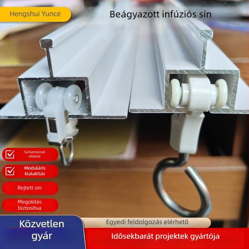 Kórházi rejtett infúziós sín, U-alakú alumínium ötvözet, beépített függönyökkel ellátott mennyezeti sín, modell 1, Yunce, modern egyszerű stílus