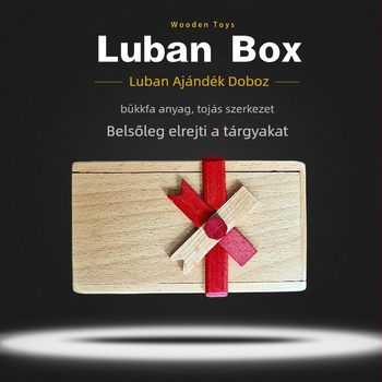 Luban záras puzzle doboz - fa tároló- és ajándék doboz zármechanizmussal, logó OEM testreszabás