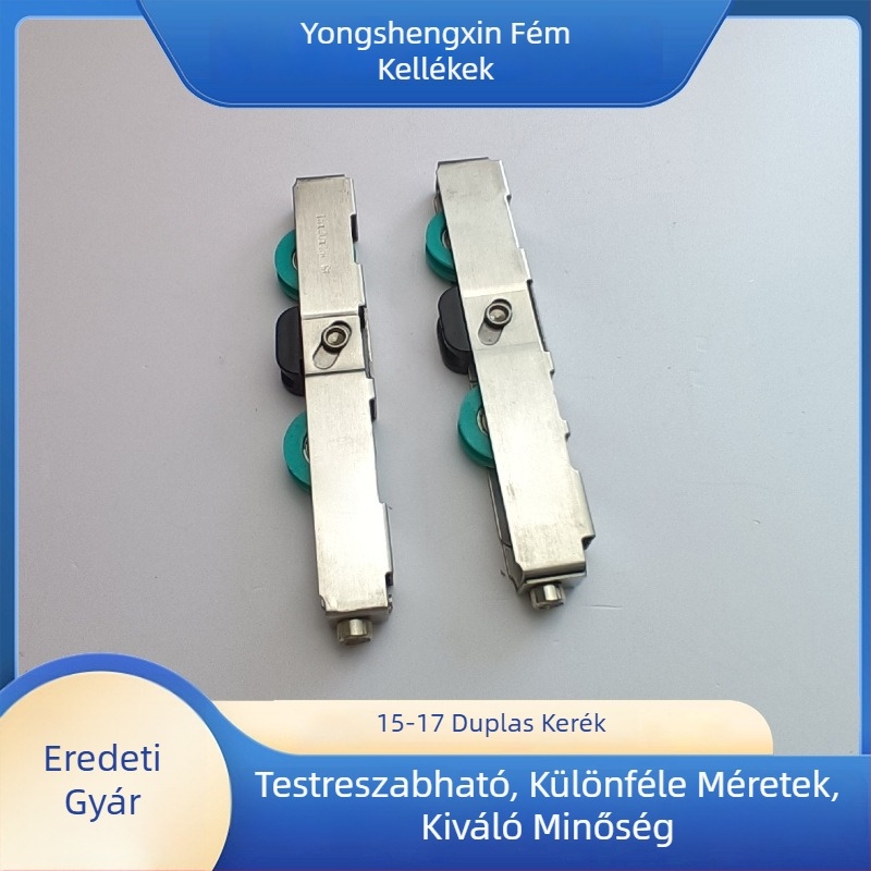 Súlyos teherhordó csúszóajtó görgő – 15-17 dupla kerekek, anyag: nylon-vas-rozsdamentes acél, alkalmas ablakokra és ajtókra, modern minimalista stílus