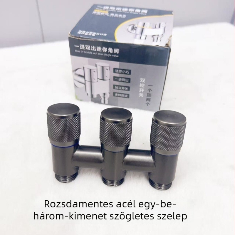 AV-1110 Négyutas sarokcsap, rozsdamentes acélból, falra szerelhető, üzemnyomás 0,6 MPa, belső Ø 15 mm, beltéri és kültéri használatra