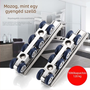 Csúszó ajtó görgő rendszer, kopásálló nylonból; modell BF-A203HJ; maximális teher 120 kg; kötélbarázda sugar 23; falvastagság 23; alkalmas faforgó ajtókhoz és csúszóajtókhoz