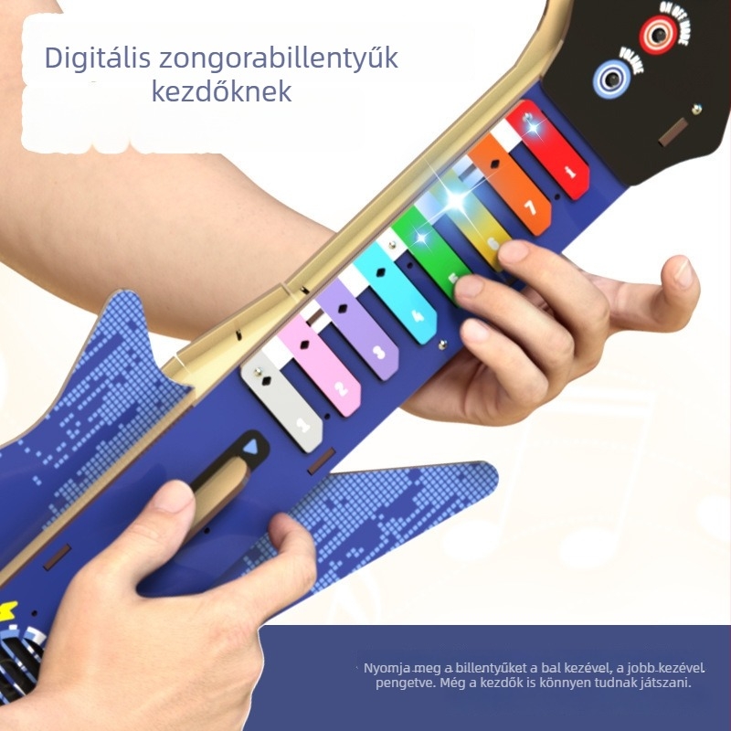 Fából készült elektromos gitár modell – DIY összeszerelő készlet gyerekeknek, oktatási játék
