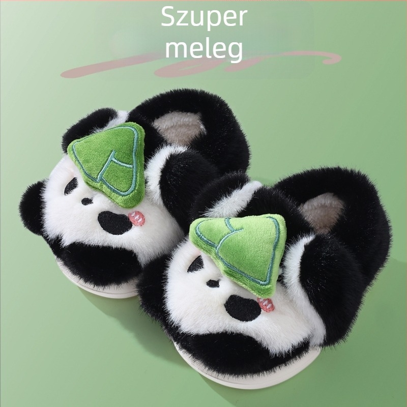 Gyerekeknek szóló pamut papucs téli, plüss 3D nyuszival, hátul pánttal