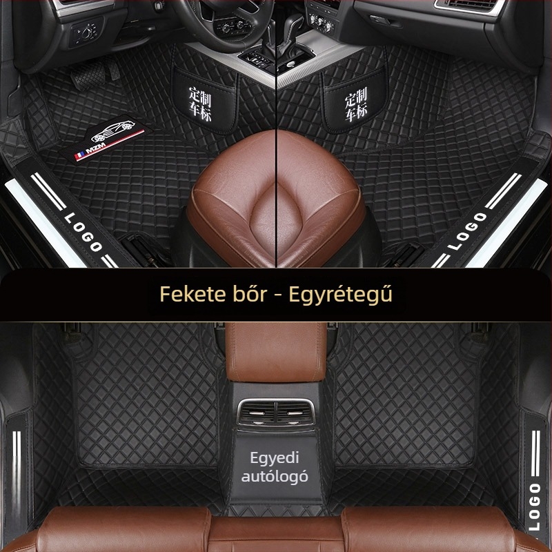 Autó bőr lábtakarók teljes lefedettséggel a küszöbökön, testreszabva adott modellhez, logónyomtatás, Márka Pad's