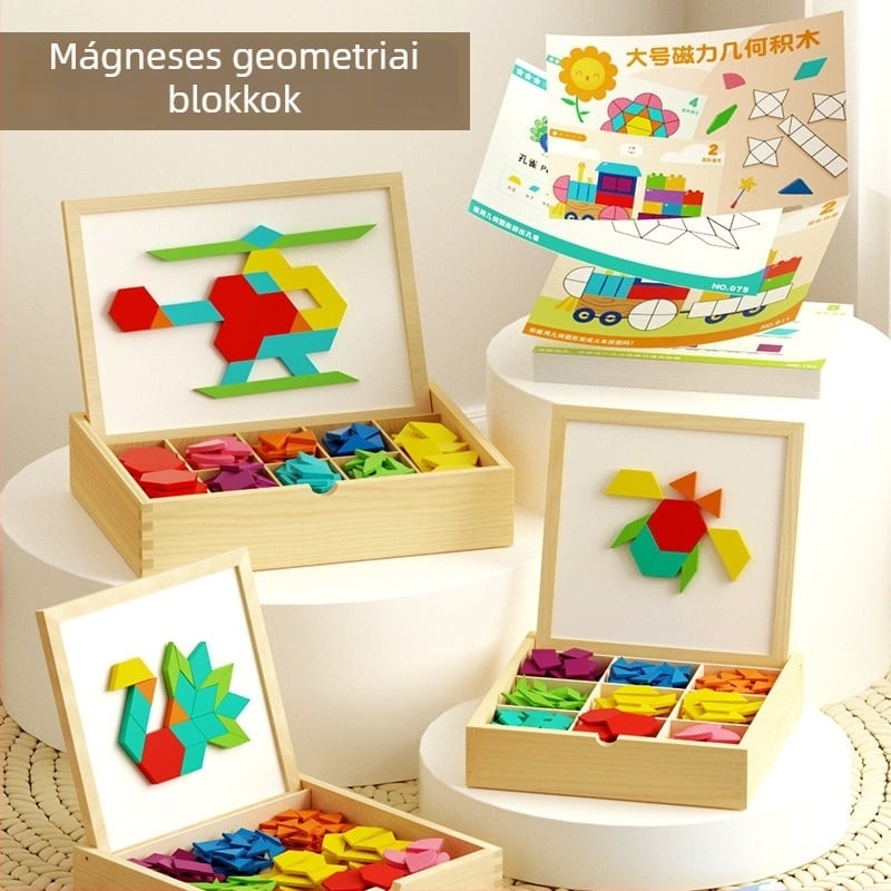 Fából készült 3D puzzle 4–6 éves gyermekek számára, DIY-kompatibilis, Kraft dobozban csomagolva.