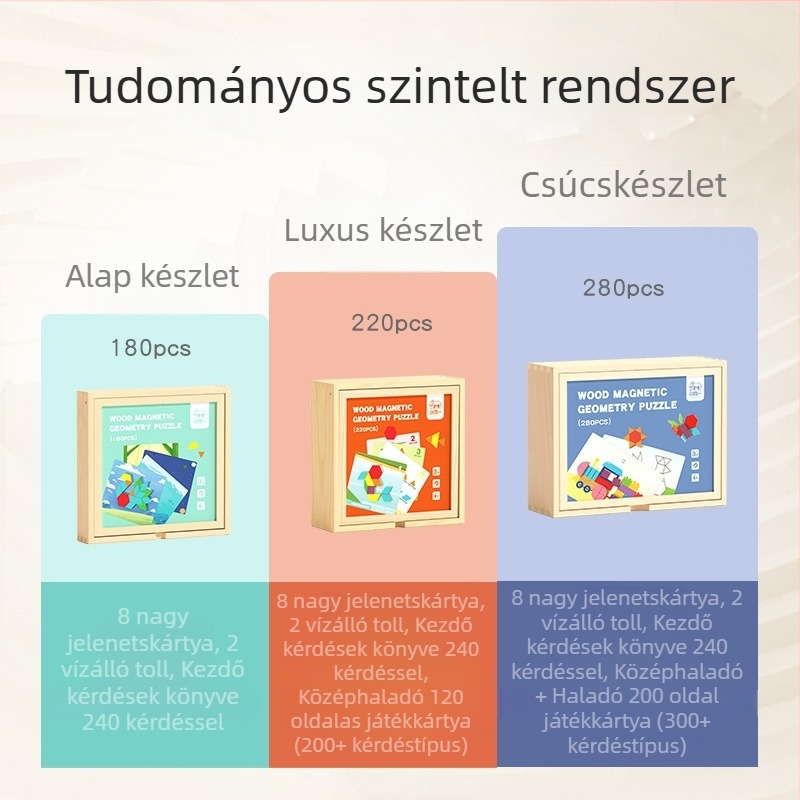Fából készült 3D puzzle 4–6 éves gyermekek számára, DIY-kompatibilis, Kraft dobozban csomagolva.