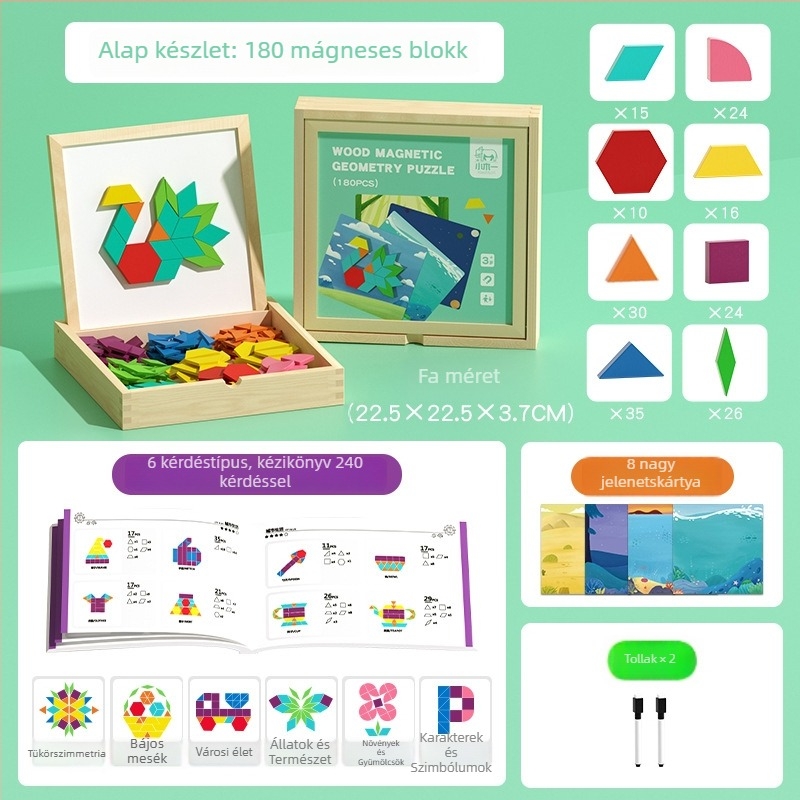 Fából készült 3D puzzle 4–6 éves gyermekek számára, DIY-kompatibilis, Kraft dobozban csomagolva.