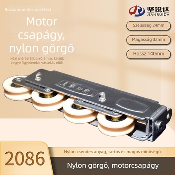 2086 típusú négykerekű rozsdamentes acél tolóajtó görgő, Ø32 mm külső átmérő, 56 kg maximális teher