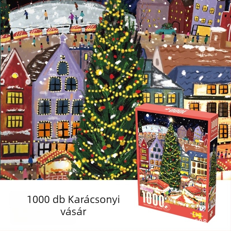 Velúrpapírból készült puzzle a stresszoldáshoz, sík puzzle, karácsonyi havas táj, testreszabható minták (Anyag: papír; Kategória: sík puzzle; Téma: karácsonyi havas táj; Funkció: stresszoldó velúr puzzle; Testreszabás: elérhető)