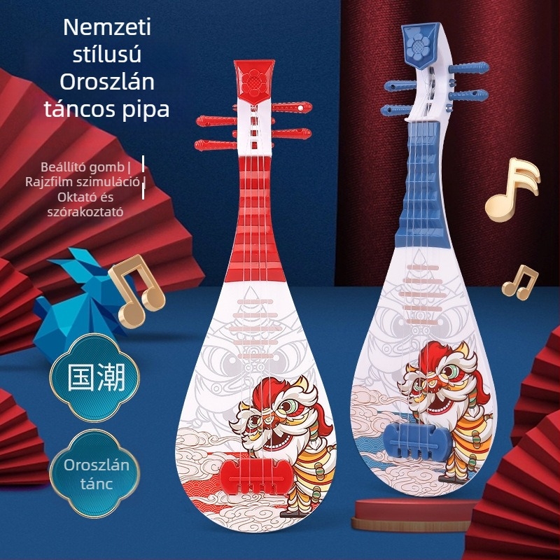 Gyermekeknek szóló oktató zenei játék: pipa utánzó gitár kínai stílusú dizájnnal