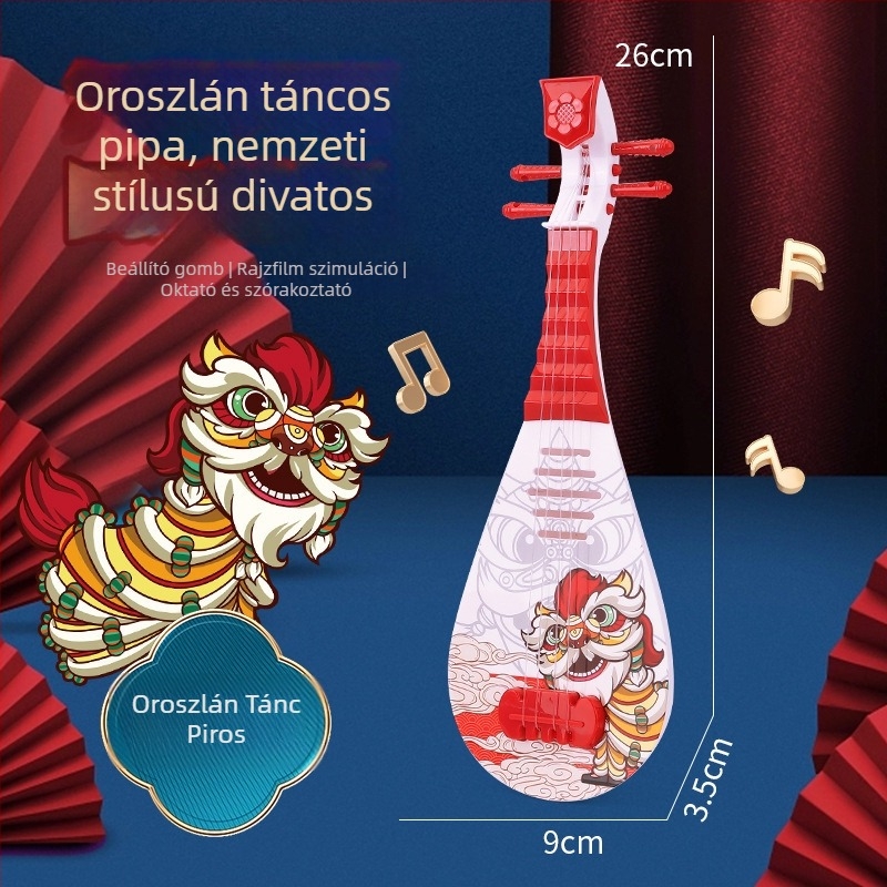 Gyermekeknek szóló oktató zenei játék: pipa utánzó gitár kínai stílusú dizájnnal