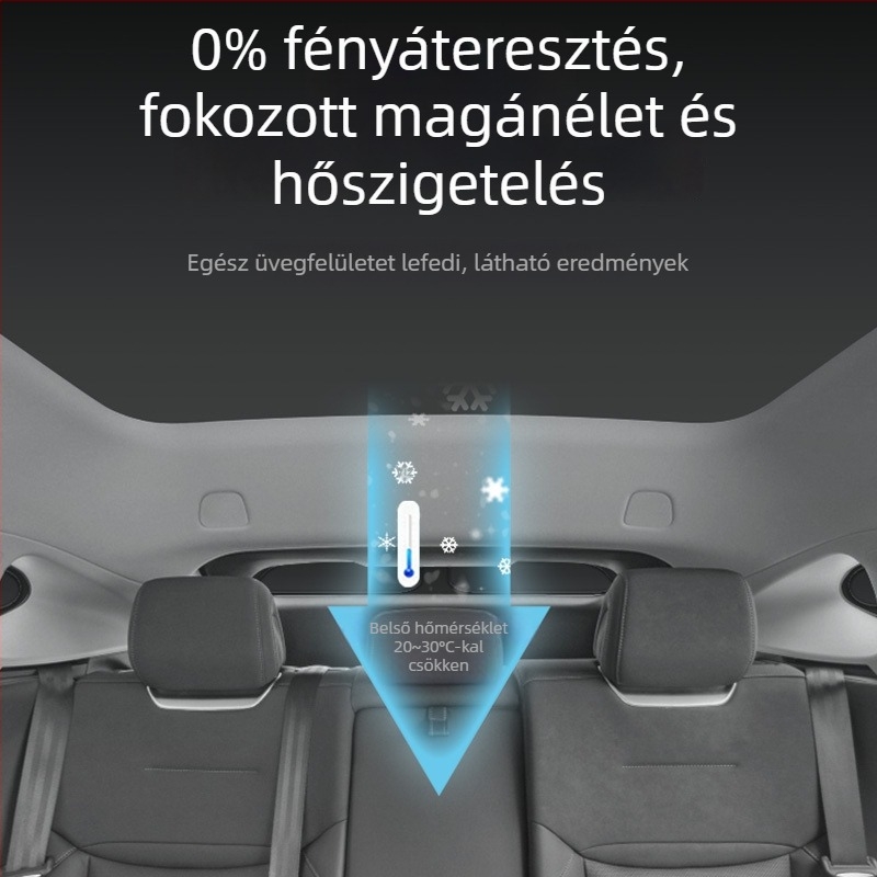 R7-es autó napvédő függöny – teljes fedettség, magánélet és hőszigetelés, snap-in szerelés, kompatibilis az első, hátsó és tetőablakokkal.