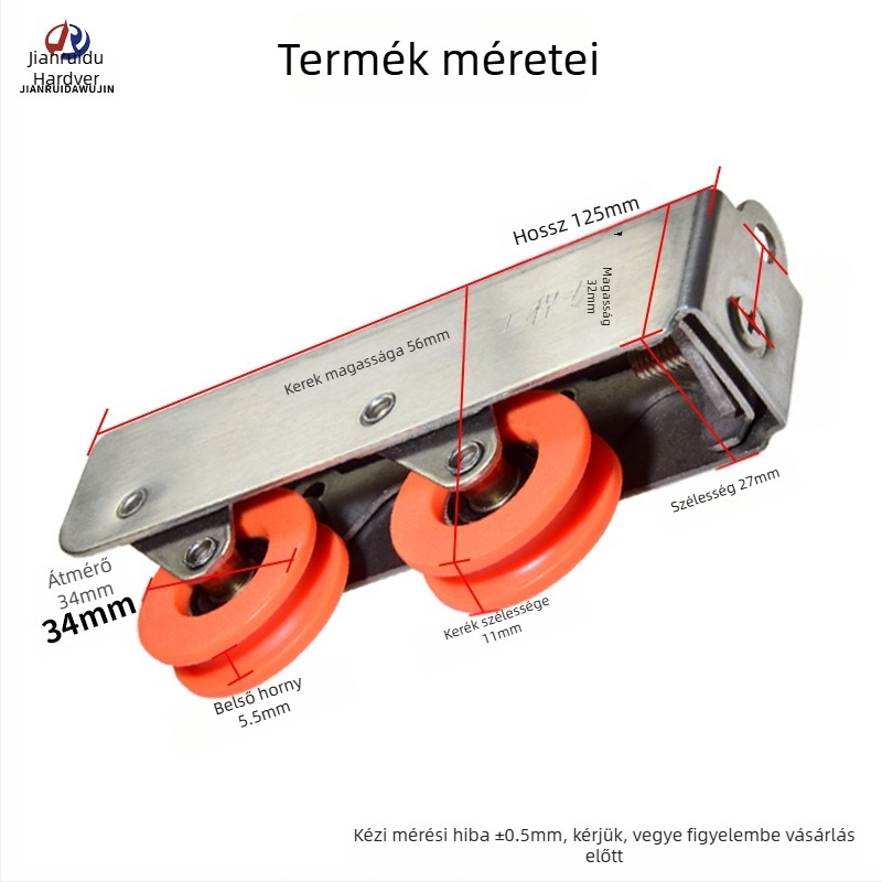 988 Kétsoros görgő csúszóajtókhoz, rozsdamentes acél/nylon görgő, teherbírás 70 kg, ideális nehéz tolóajtókhoz