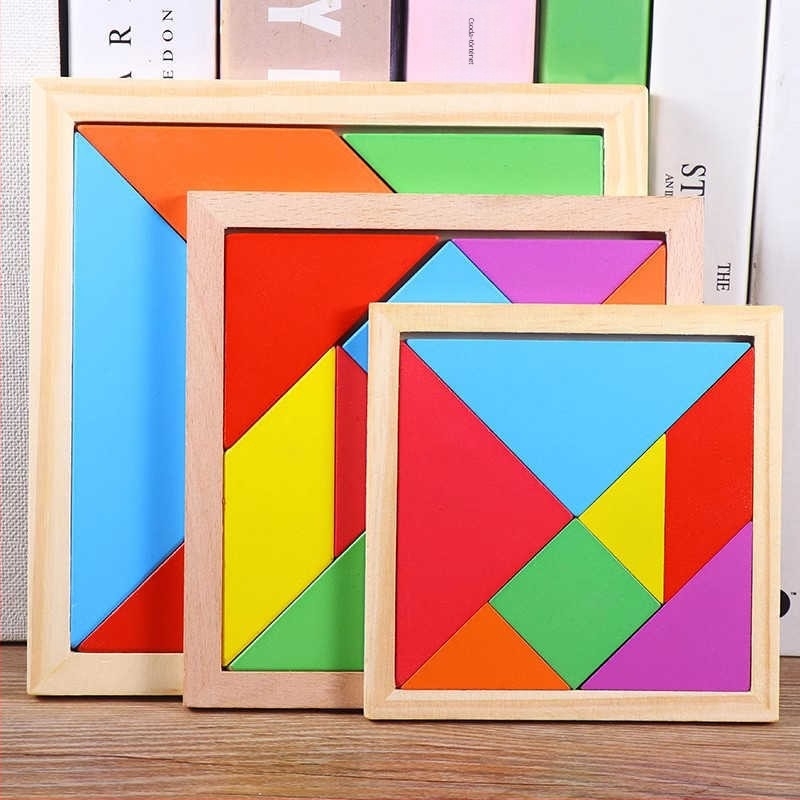 Fából készült tangram feladvány - oktatási játék 4–6 éves gyerekeknek; anyag: fa; eredet: Zhejiang