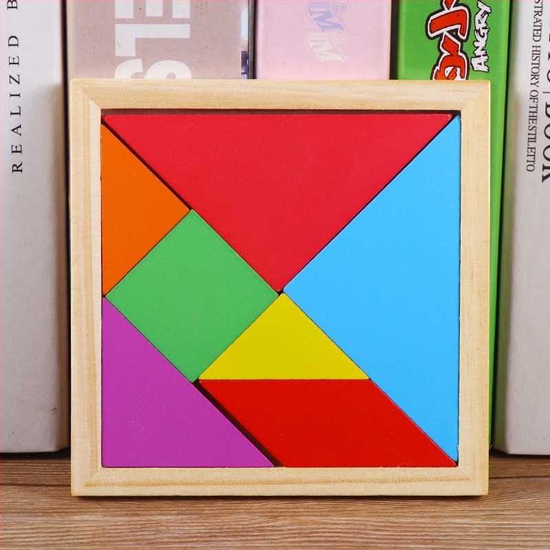 Fából készült tangram feladvány - oktatási játék 4–6 éves gyerekeknek; anyag: fa; eredet: Zhejiang