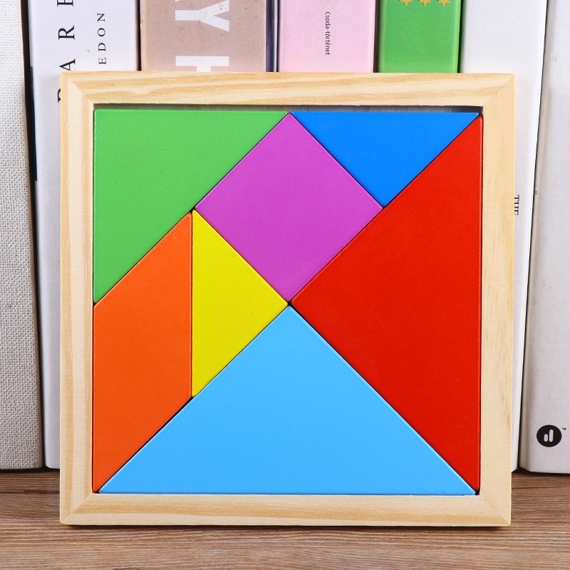 Fából készült tangram feladvány - oktatási játék 4–6 éves gyerekeknek; anyag: fa; eredet: Zhejiang