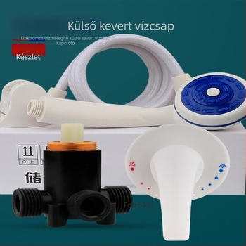 Falihoz szerelt kettős vezérlésű vízkeverő szelep, hideg-meleg vízhez, elektromos szelep, műanyag falra szerelhető